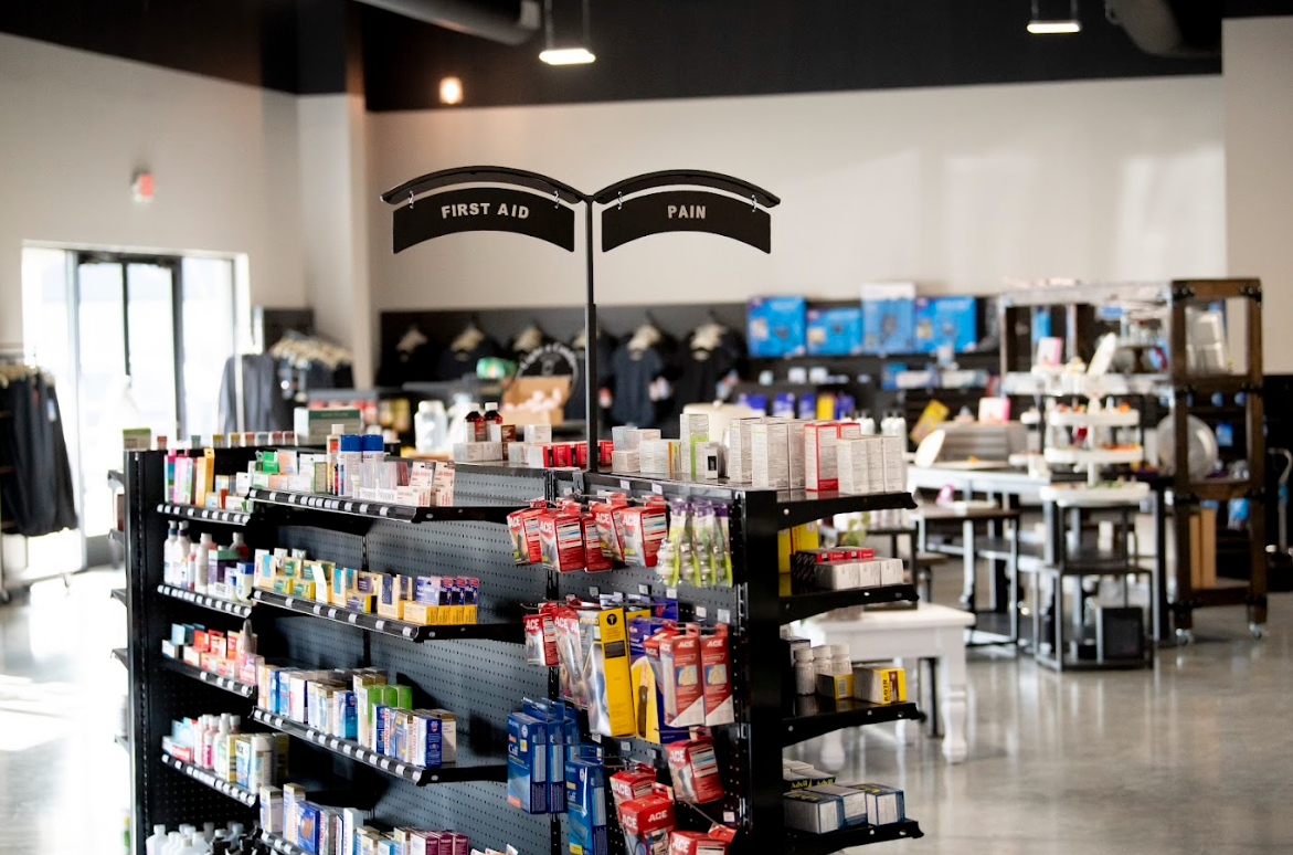 A store filled with lots of shelves filled with lots of products.