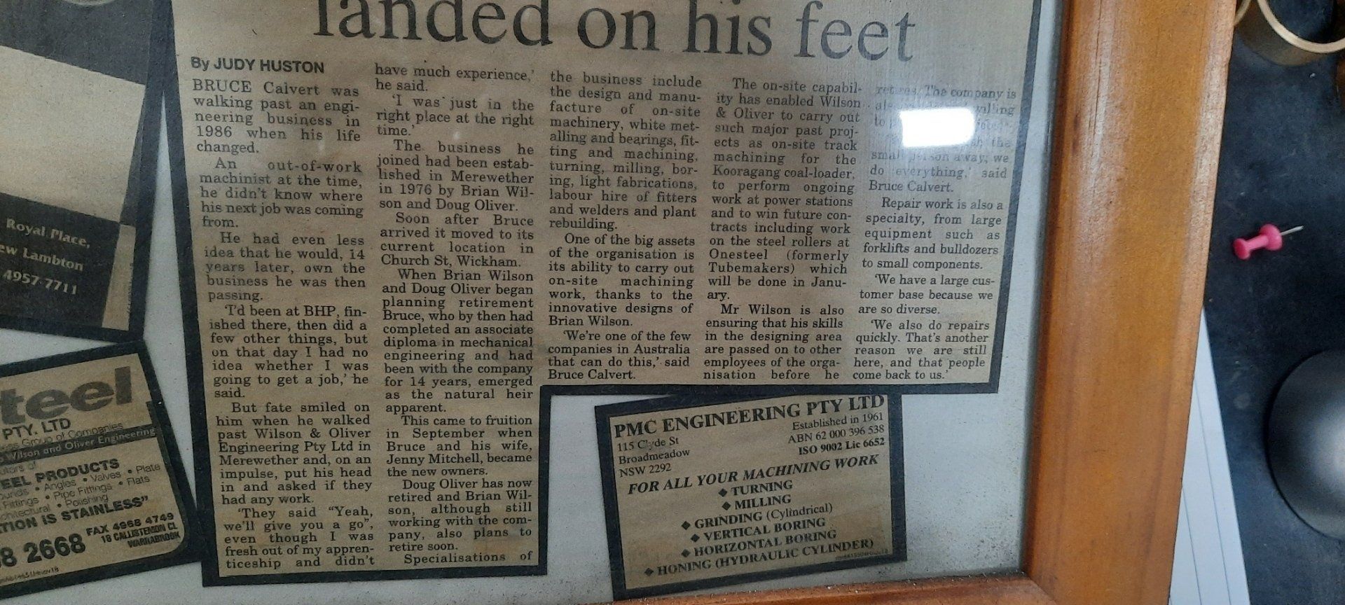 Company Brief History in Old Newspaper — Newcastle, NSW — Wilson & Oliver