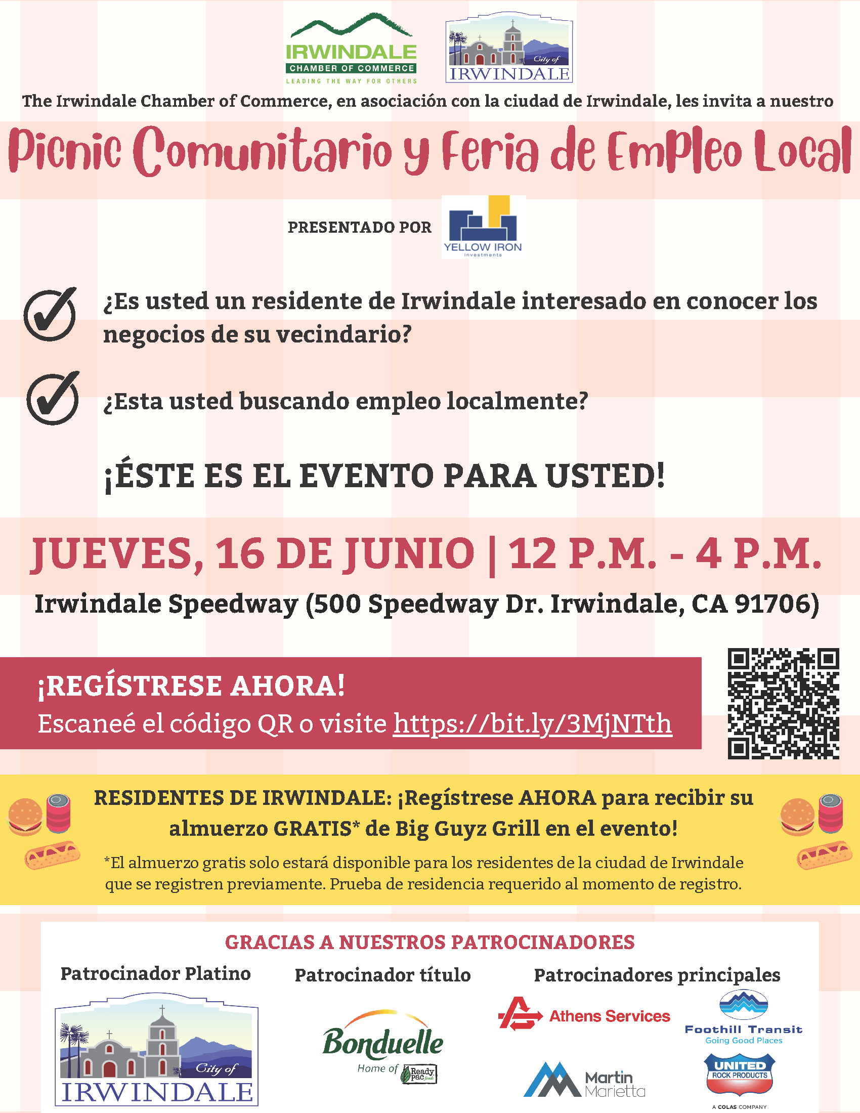 Community Picnic & Local Hire Job Fair Flyer in Spanish
