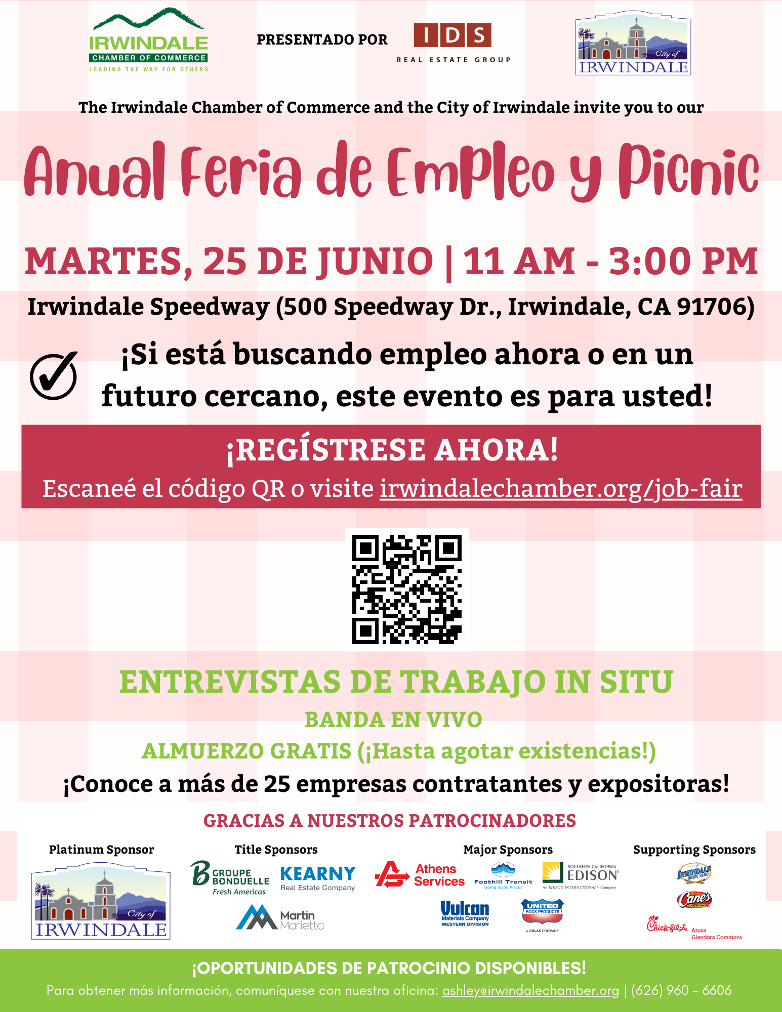 A poster for an annual feria de empleo y picnic