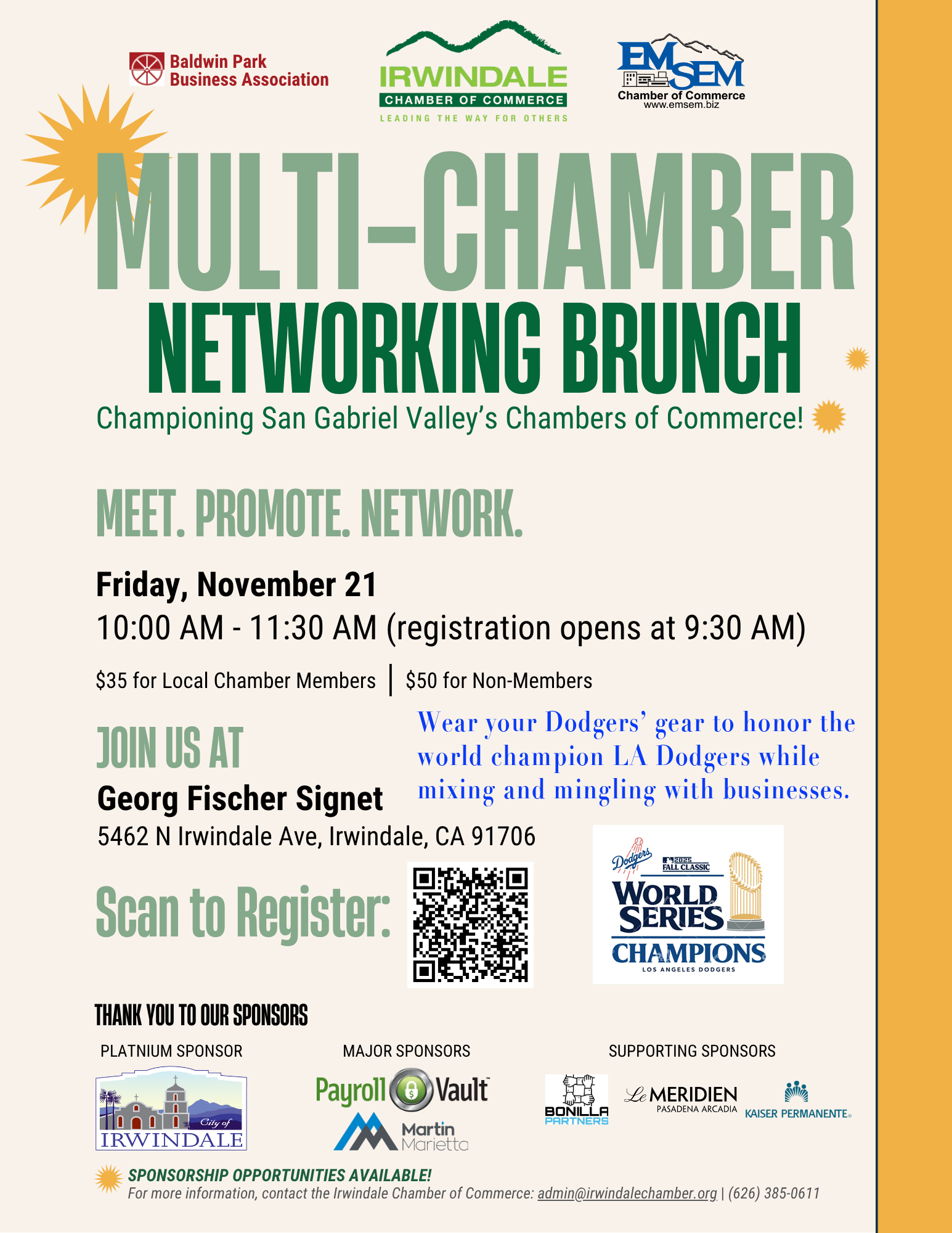 A poster for a multi-chamber networking breakfast.