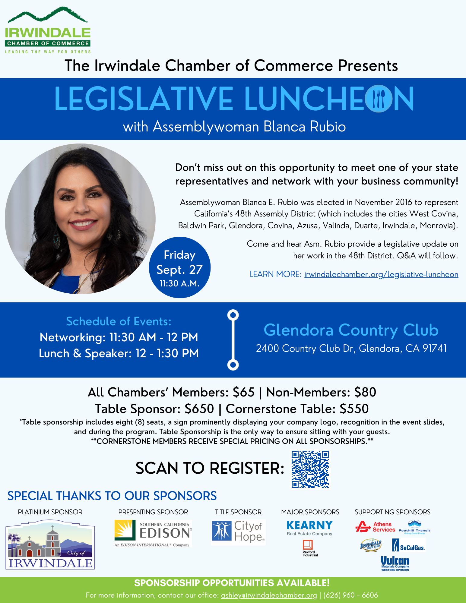 A flyer for a legislative luncheon with a woman on it.