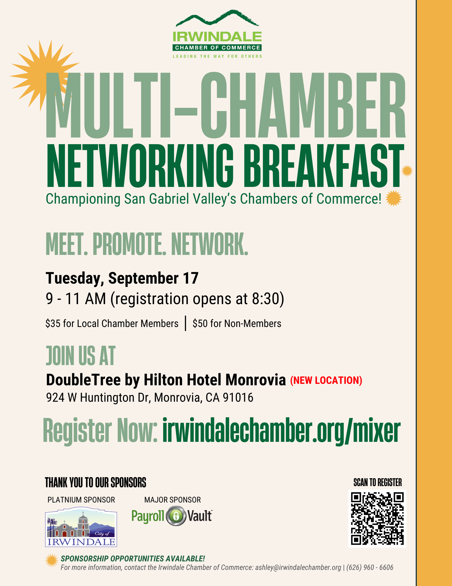 A poster for a multi-chamber networking breakfast.