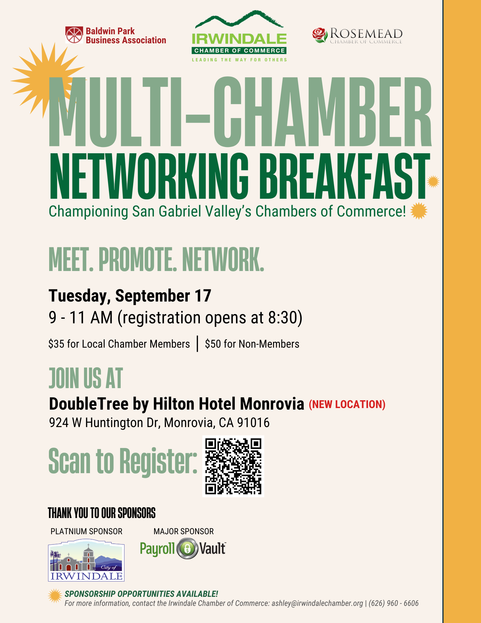 A poster for a multi-chamber networking breakfast.