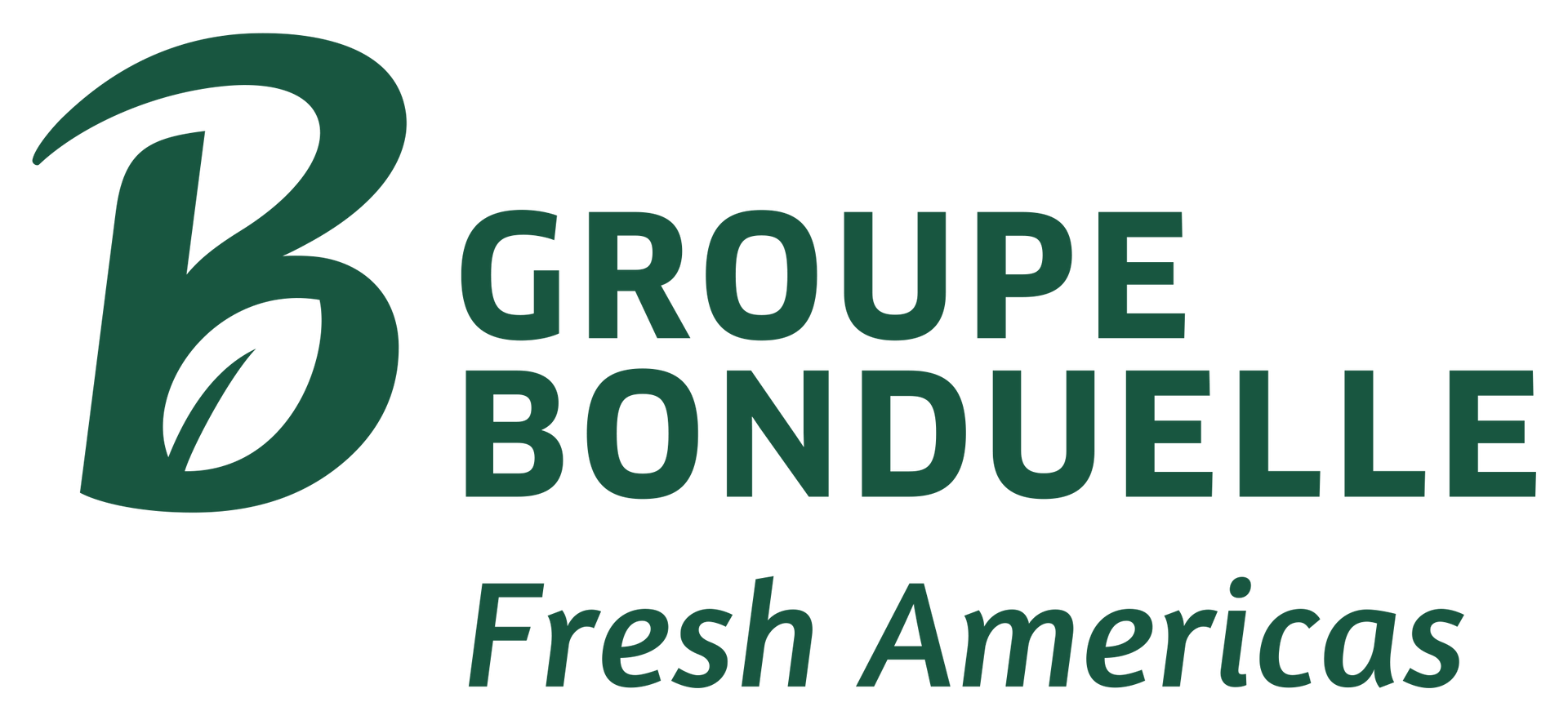 The logo for groupe bonduelle fresh americas is green and white.