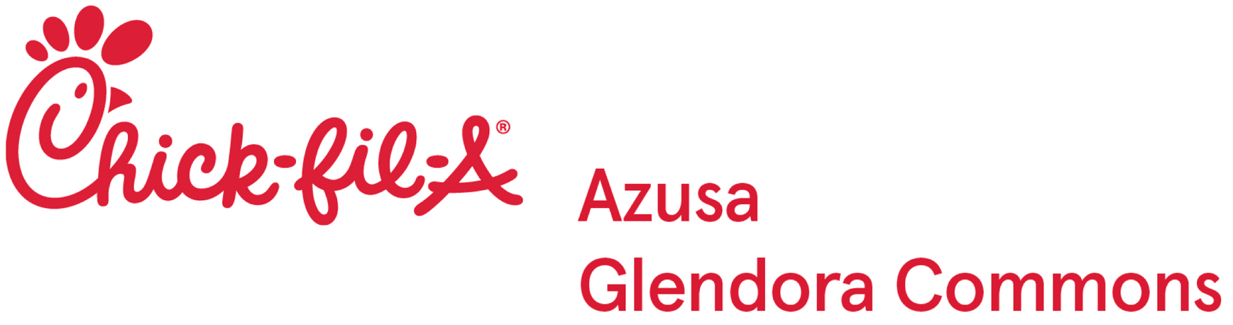 The logo for chick-fil-a azusa glendora commons