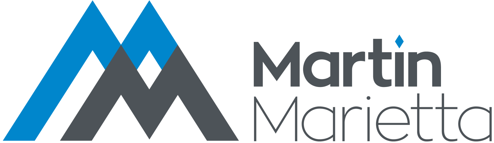 A blue and gray logo for martin marietta