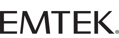 A black and white logo for emtek on a white background