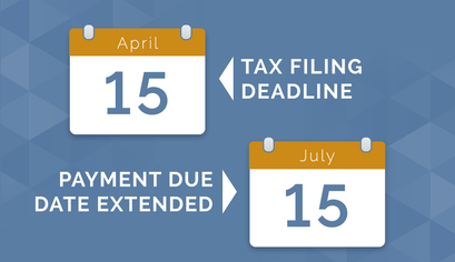 A calendar showing the tax filing deadline and payment due date extended