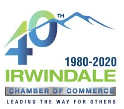 A logo for the 40th anniversary of the irwindale chamber of commerce