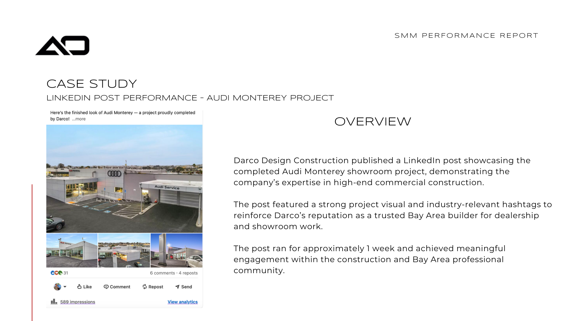 Case study for a medical facility. Exterior photos of the building with an overview of project details.