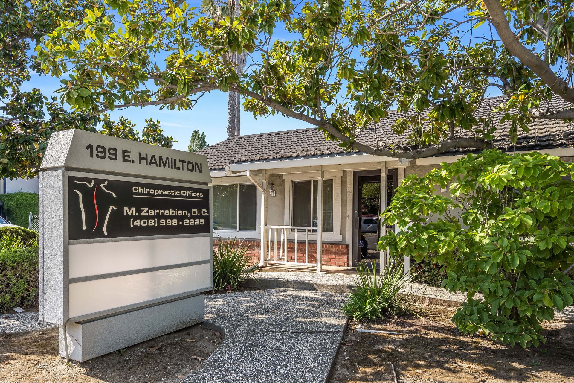 Office building with sign reading
