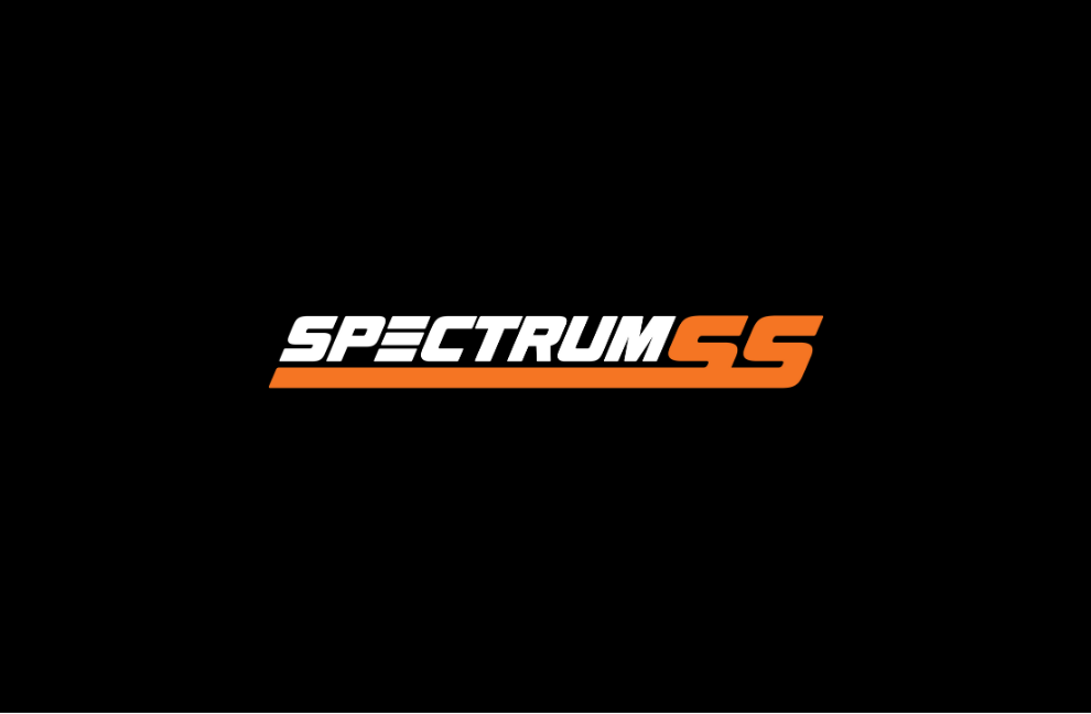 Spectrum SS logo in white and orange on a black background.