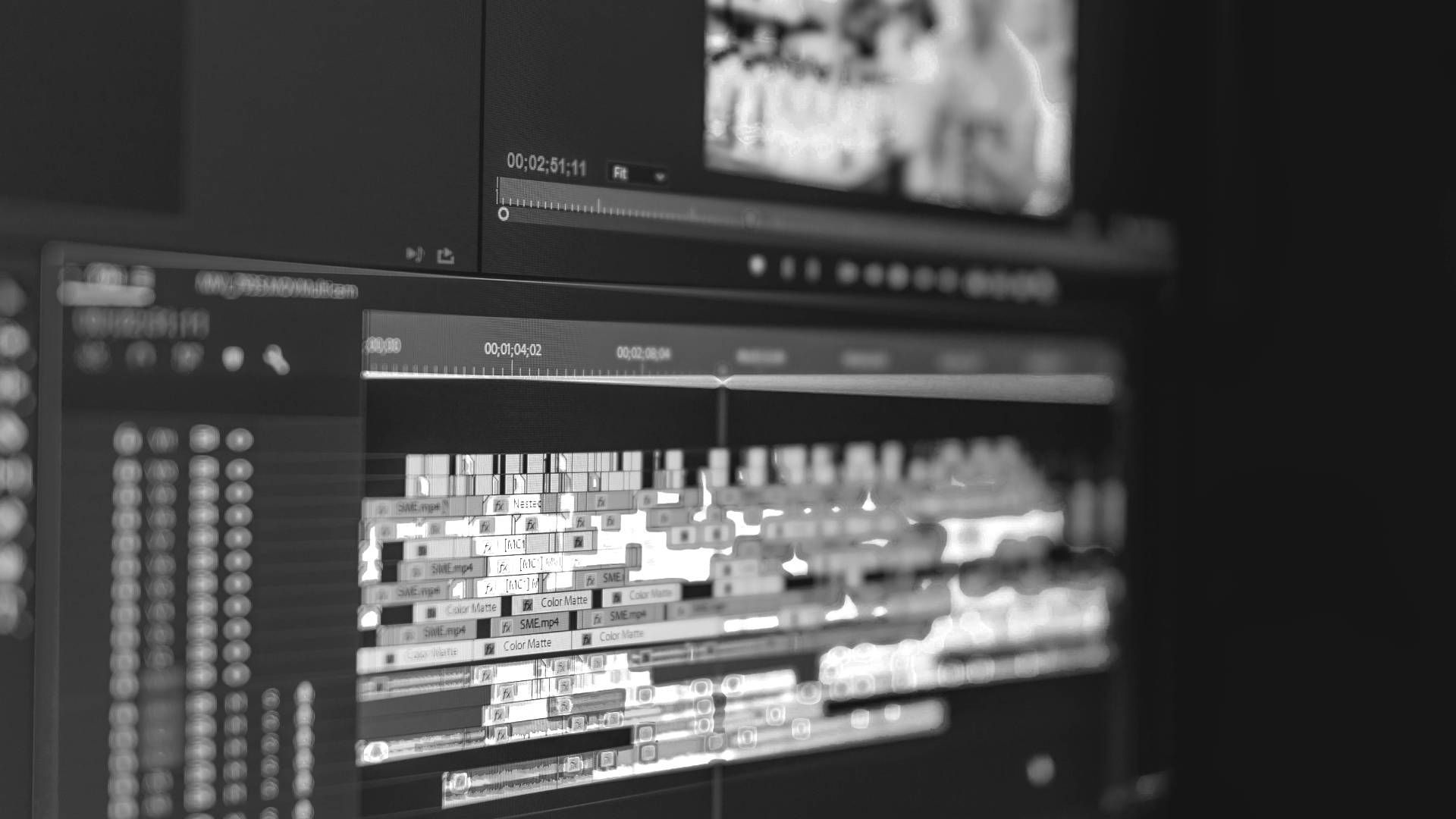 A black and white photo of a computer screen.