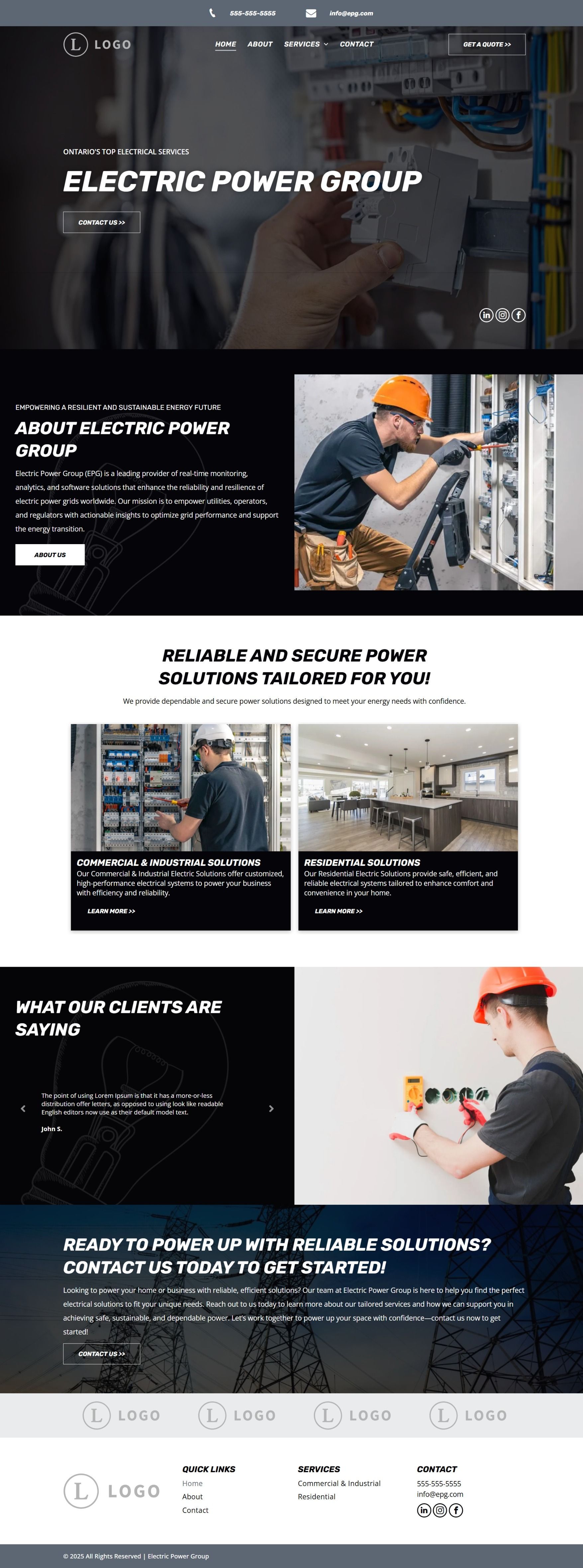 A screenshot of a website for an electric power group.
