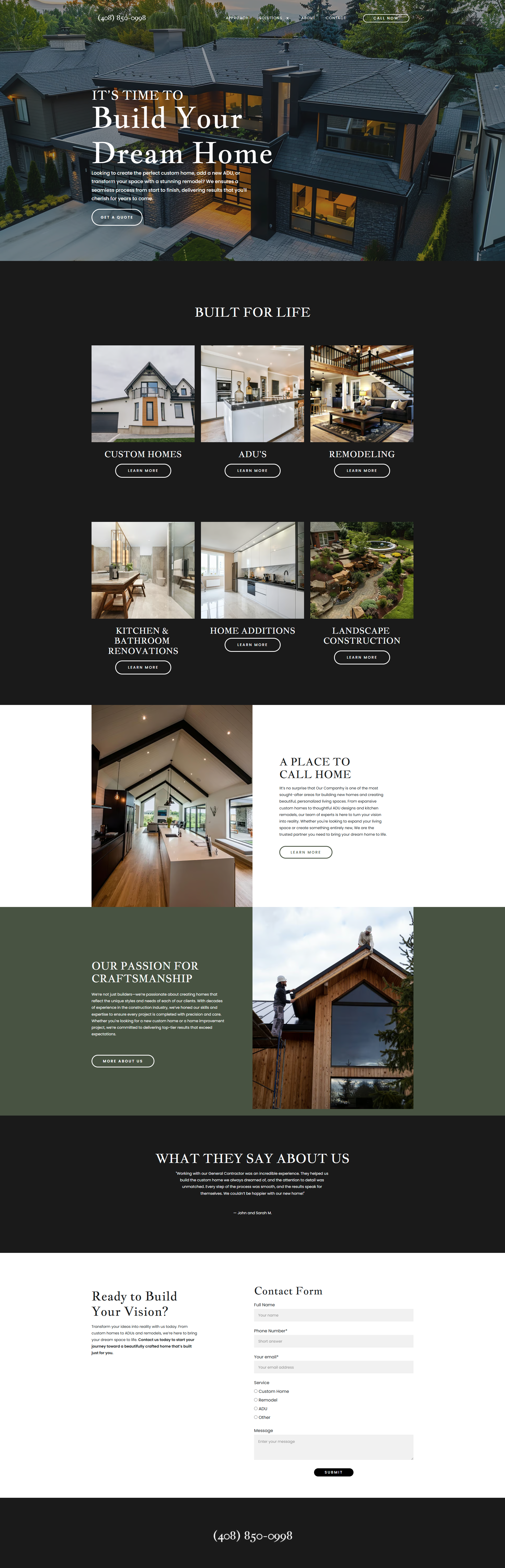 A landing page for a real estate website with a picture of a house.