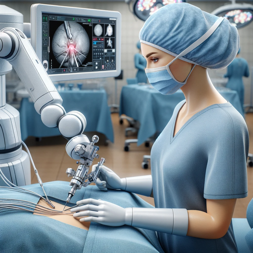 Dr. Hema Jonnalagadda consulting with a patient about robotic surgery.