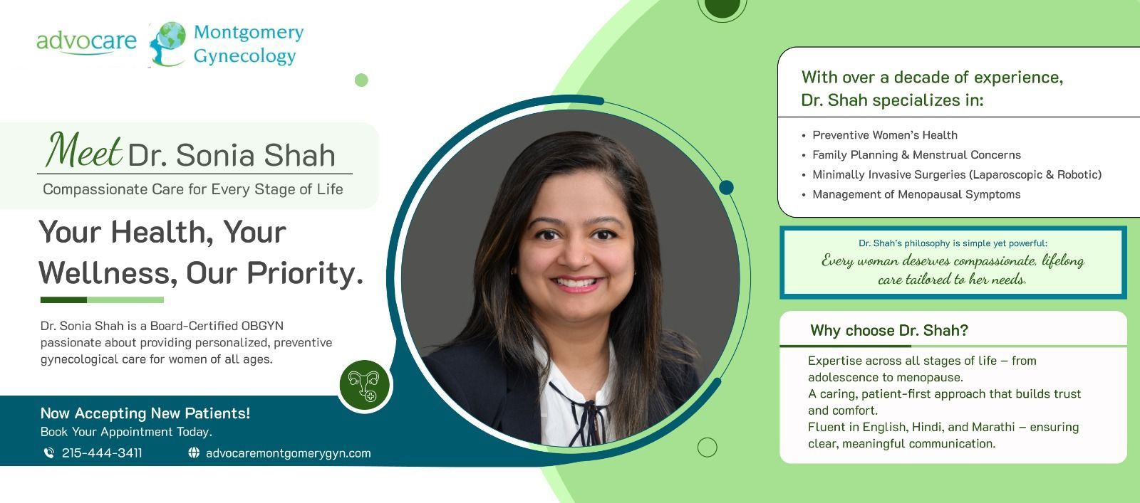 Dr. Sonia Shah, MD, FACOG
Board-Certified Obstetrician & Gynecologist