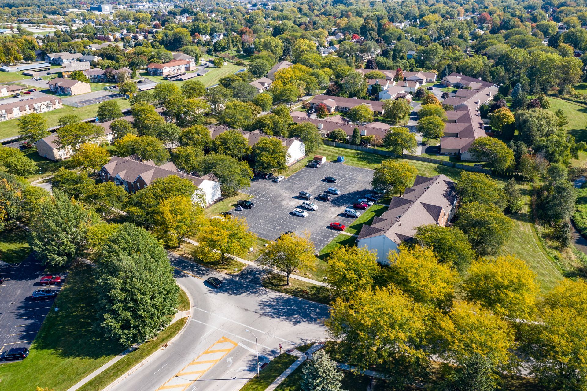 Photo of the neighborhood, seen from a drone view