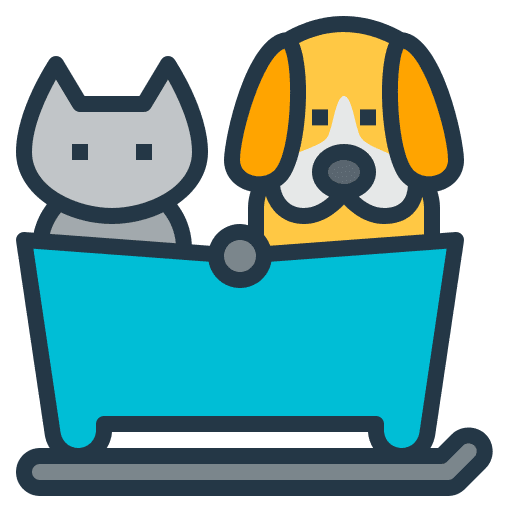 Un perro y un gato están sentados en una bañera.