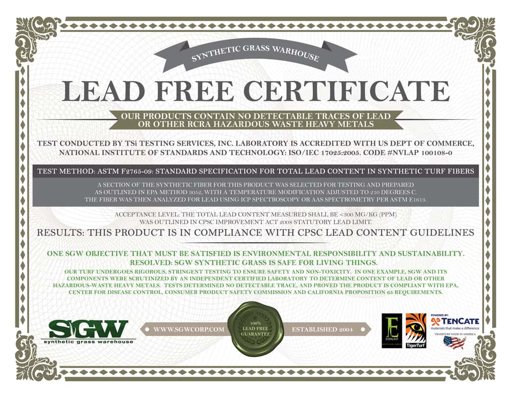 Certified lead free
