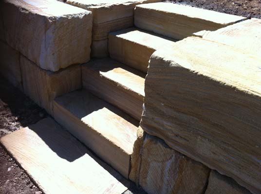 close up of new stone steps