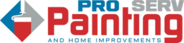 PRO SERV Painting logo with red and blue house icon and &ldquo;PAINTING&rdquo; in bold red text