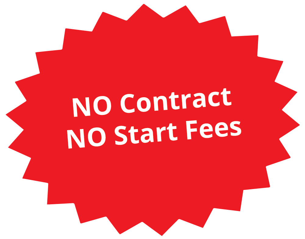 A red star that says no contract no start fees