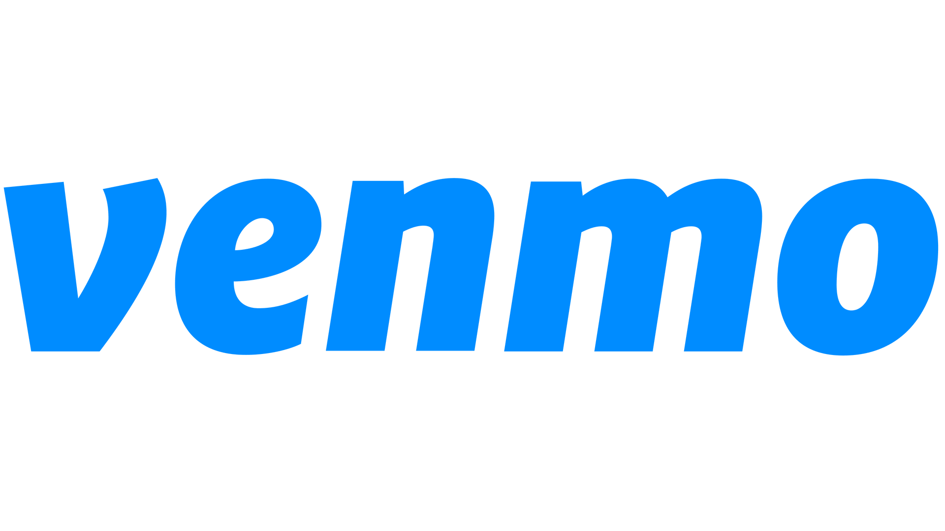 A blue logo for venmo on a white background