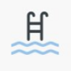 Ein Schwimmbadsymbol mit einer Leiter im Wasser.