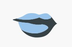 Eine Zeichnung eines Frauenmundes mit blauen und schwarzen Lippen.