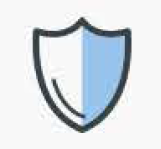 Ein blau-weißes Schildsymbol auf weißem Hintergrund.