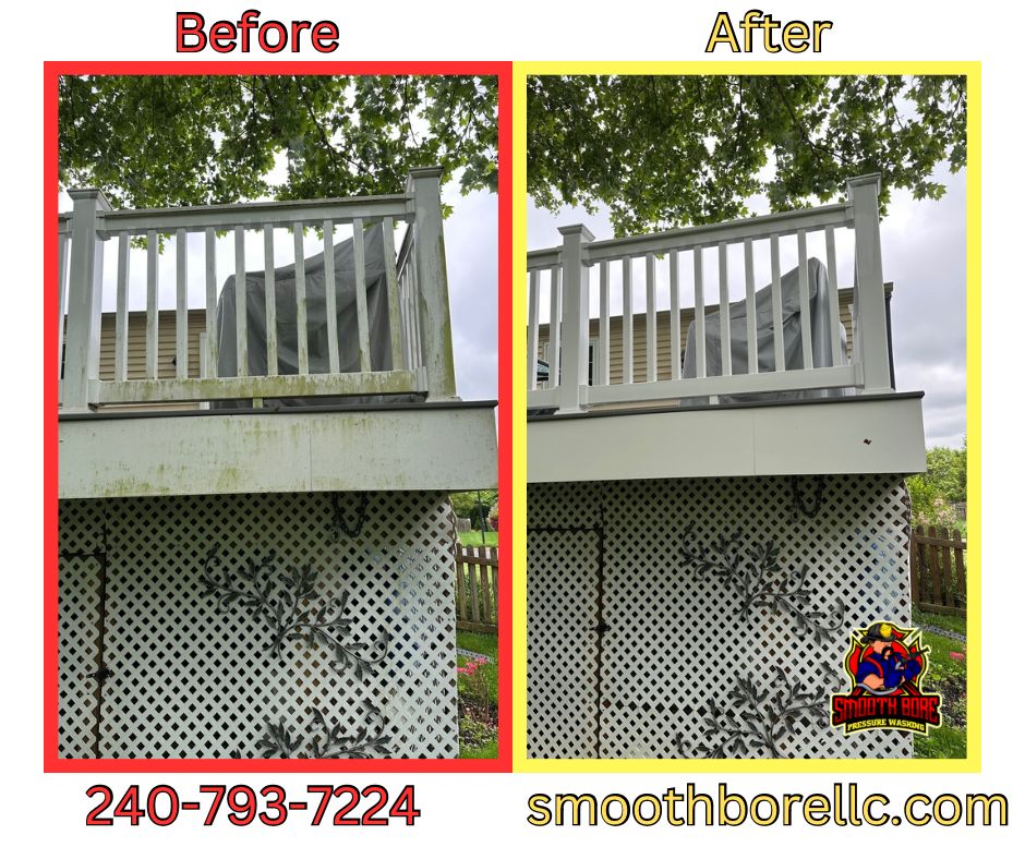 White Deck Before and After Cleaning — Brookeville, MD — Smooth Bore Pressure Washing LLC
