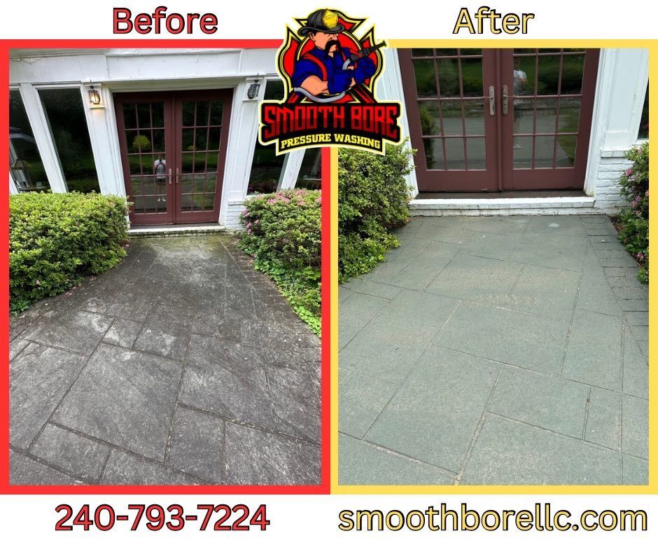Before And After Photo Of Concrete Walkway — Brookeville, MD — Smooth Bore Pressure Washing LLC