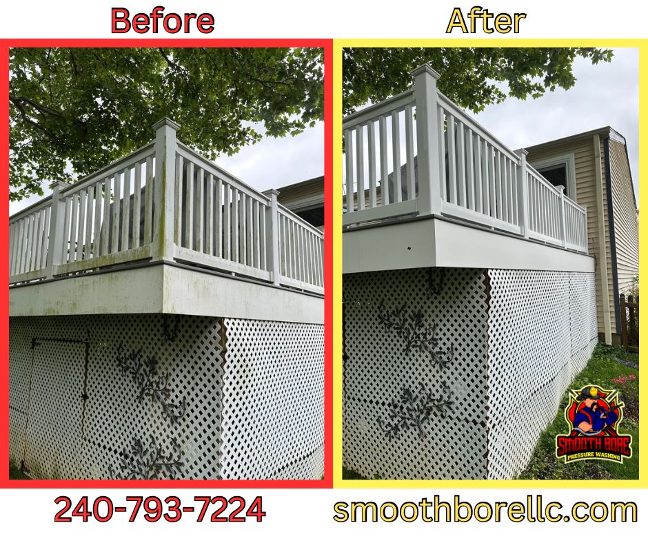 Before and After White Deck Cleaning — Brookeville, MD — Smooth Bore Pressure Washing LLC