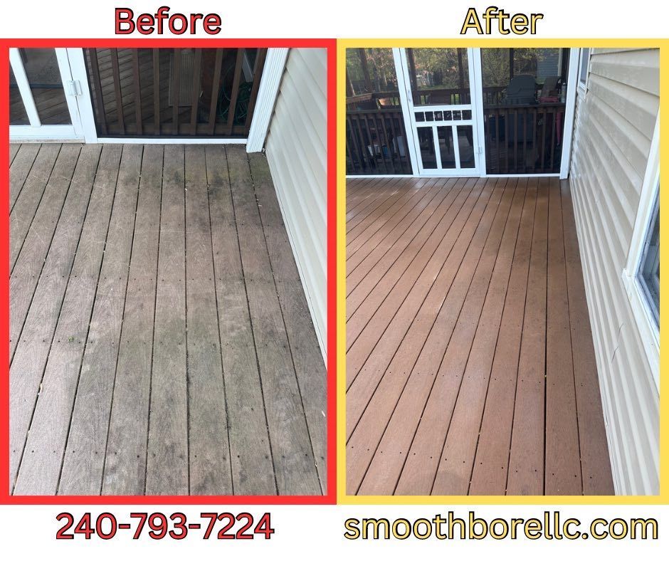 Before and After Floor Deck Cleaning — Brookeville, MD — Smooth Bore Pressure Washing LLC
