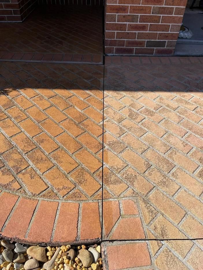 A Before and After Picture of a Brick Walkway — South Coast Pressure Washer in Warilla, NSW