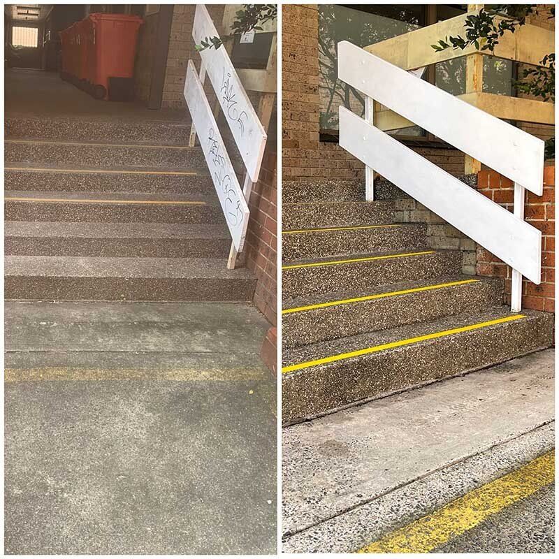 Stairs Before and After Cleaning — South Coast Pressure Washer  in Oak Flats, NSW
