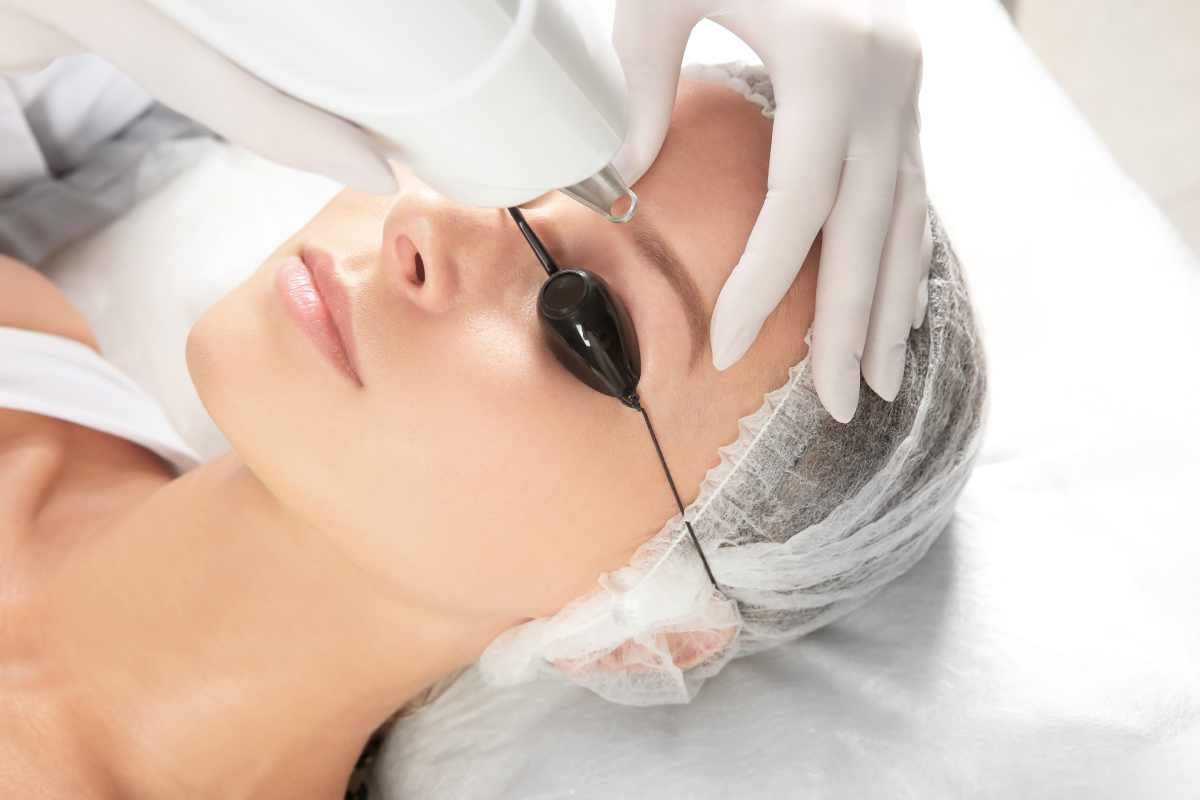 A woman receiving microblading removal services near Lexington, Kentucky (KY)