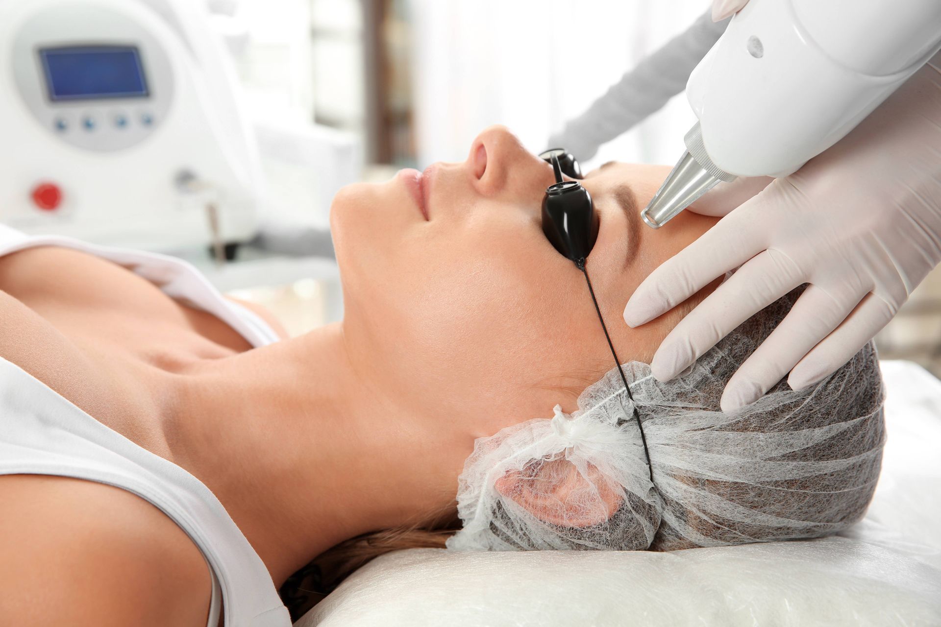 A laser microblading removal session in progress l near Lexington, KY