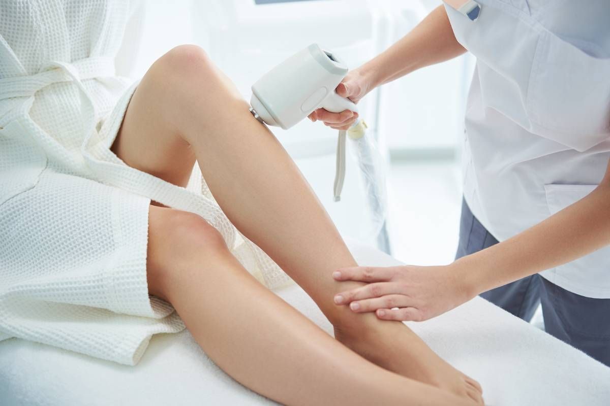 Someone using laser hair removal services for their legs near Lexington, Kentucky (KY)