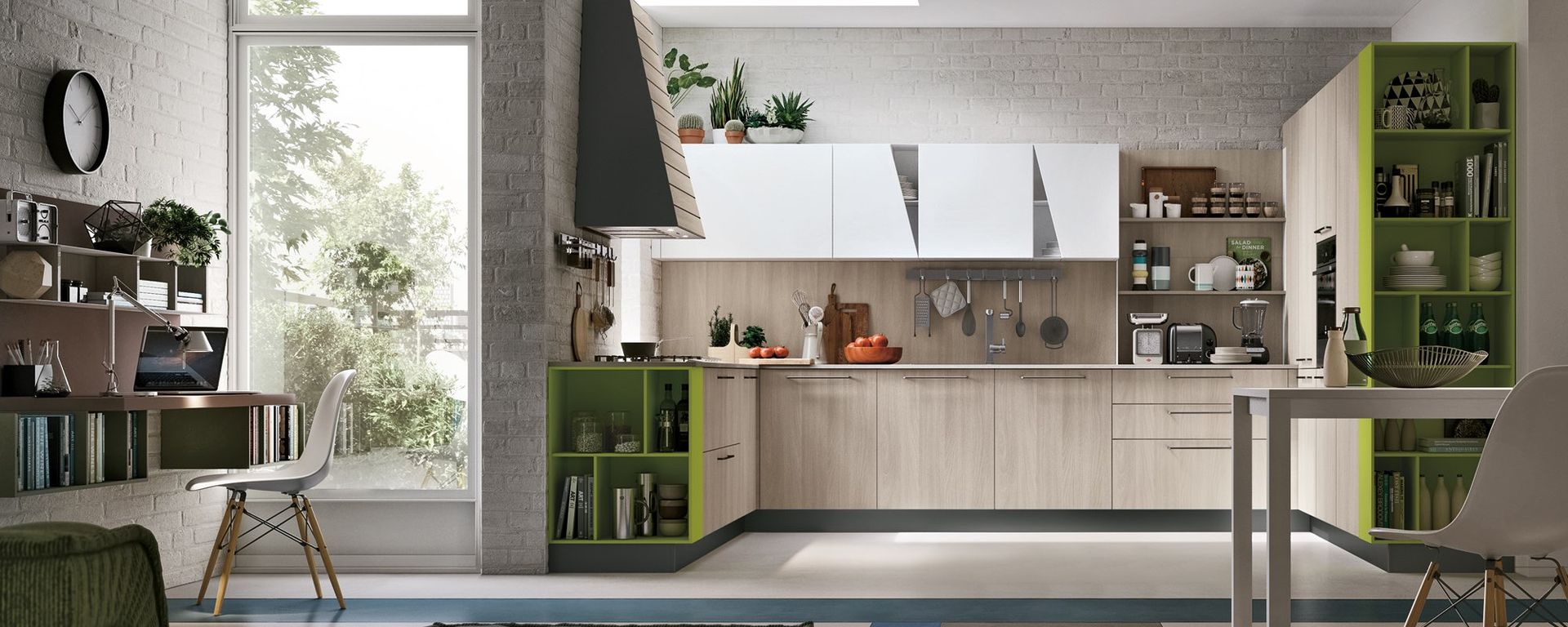 cucina moderna con angolo studio