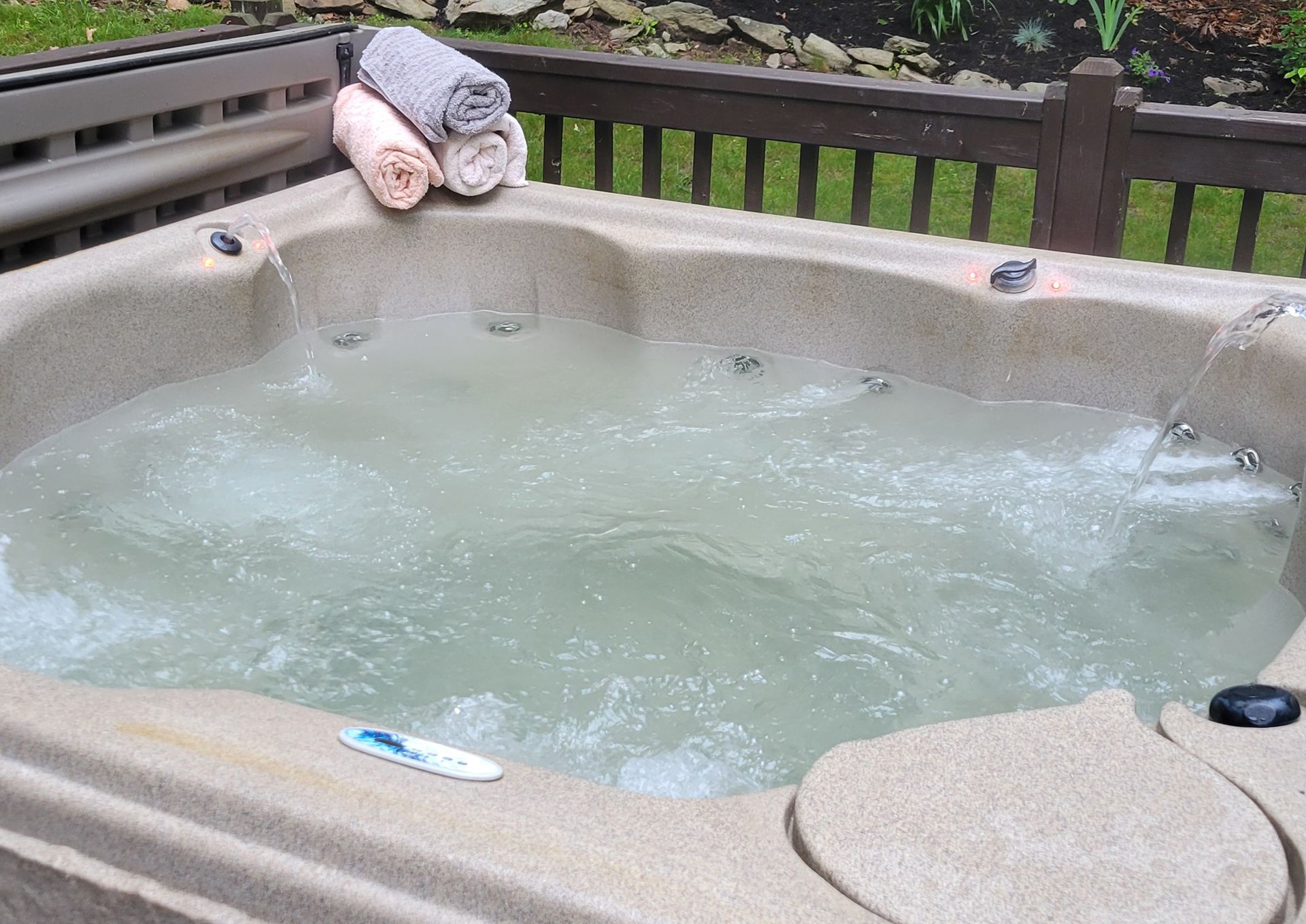 Back porch with hot tub