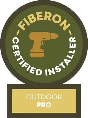A badge that says fiberon certified installer outdoor pro