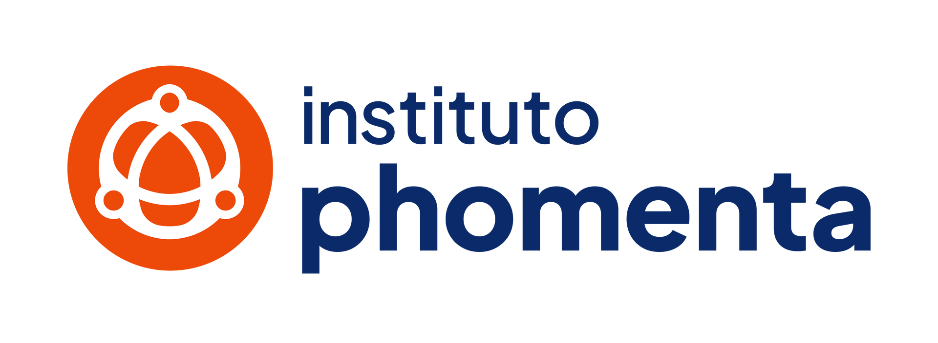 Logotipo do Instituto Phomenta, círculo laranja com gráfico branco, texto azul