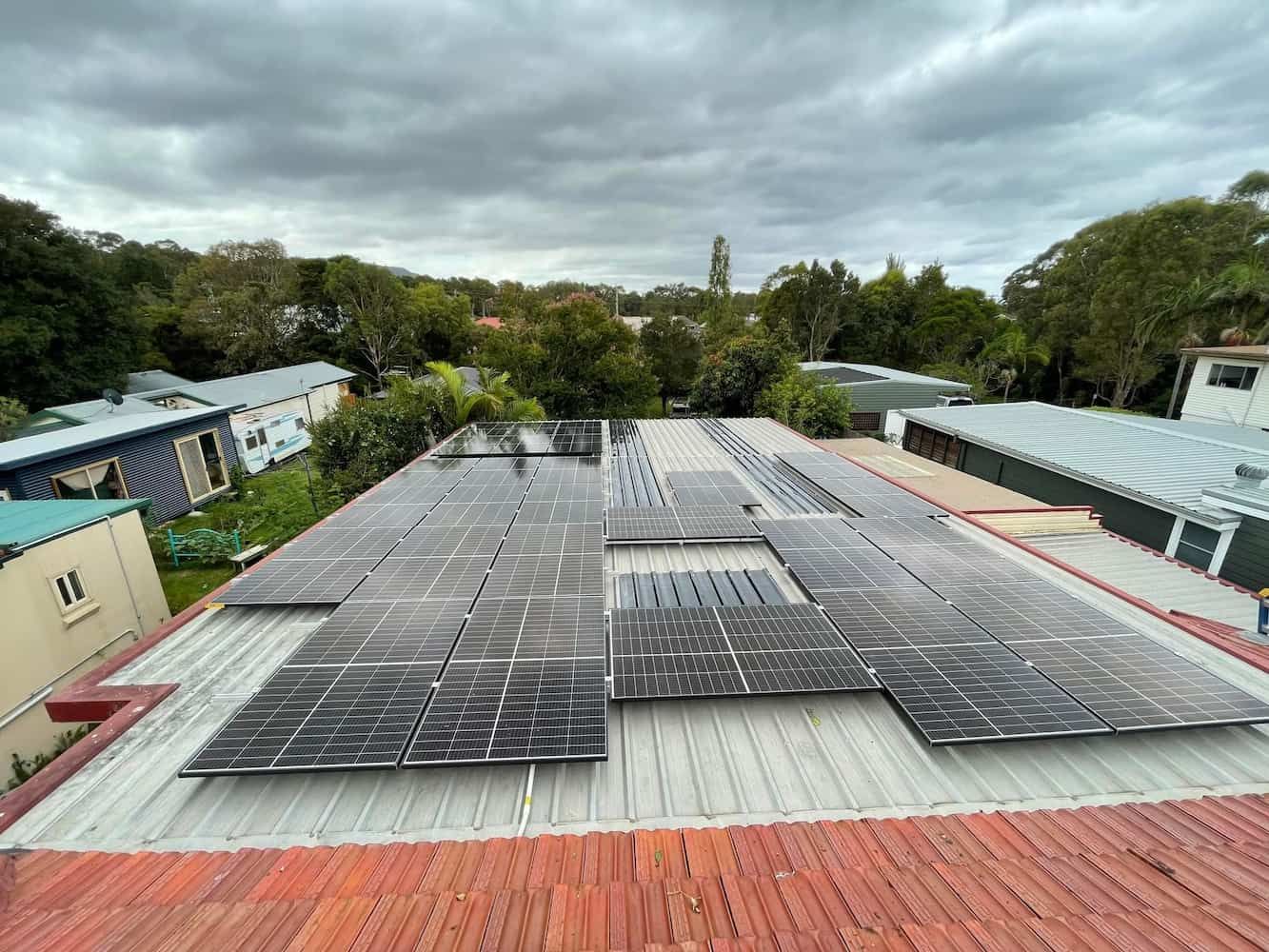 A Roof With a Lot of Solar Panels on It — JNQ Solar & Electrical in Campbelltown, NSW