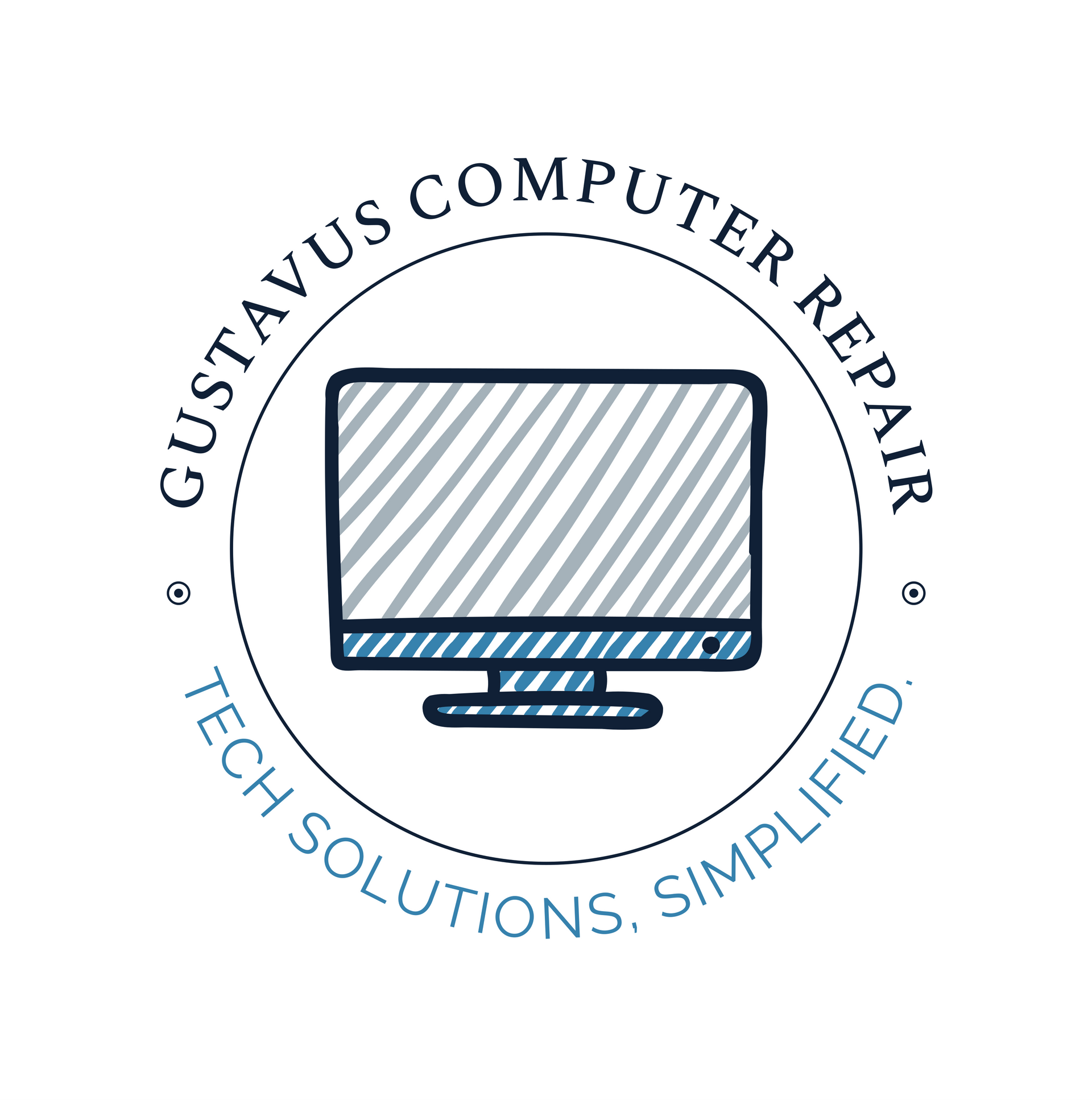 A logo for Gustavus Computer Repair tech solutions simplified