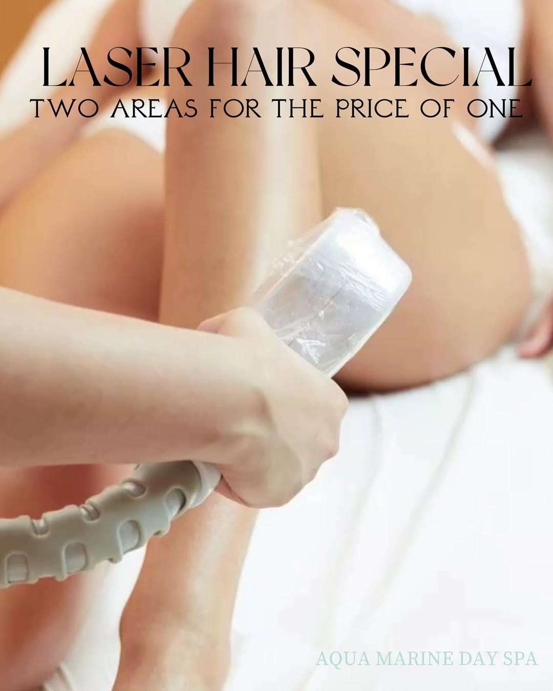 A Woman is Getting a Laser Hair Special Treatment on Her Legs — Aqua Marine Skin and Beauty in Tuncurry, NSW
