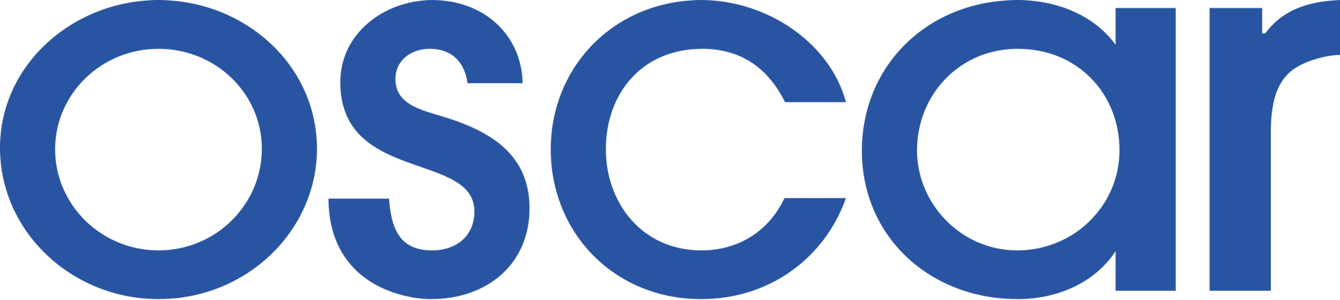 Oscar Health Logo is written in blue on a white background