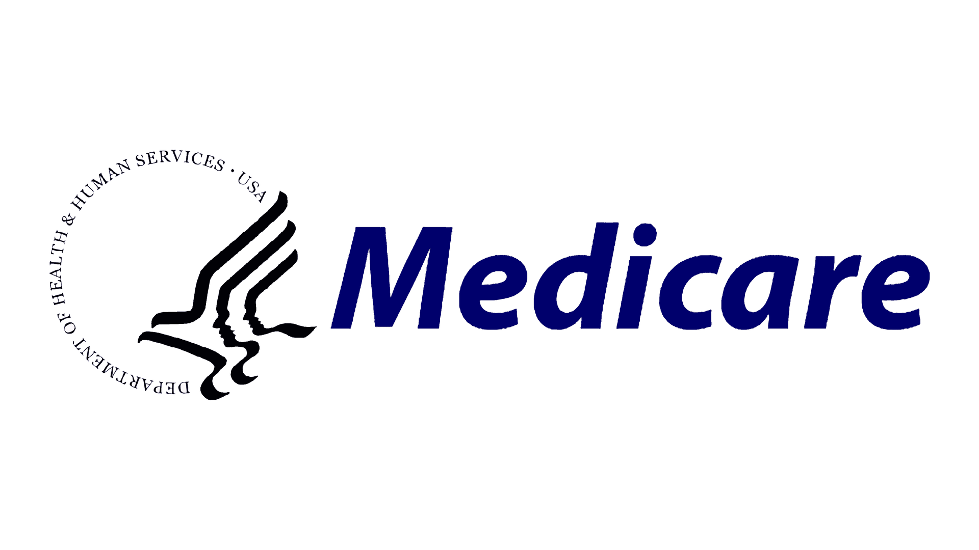 A medicare logo with a bird in a circle on a white background.